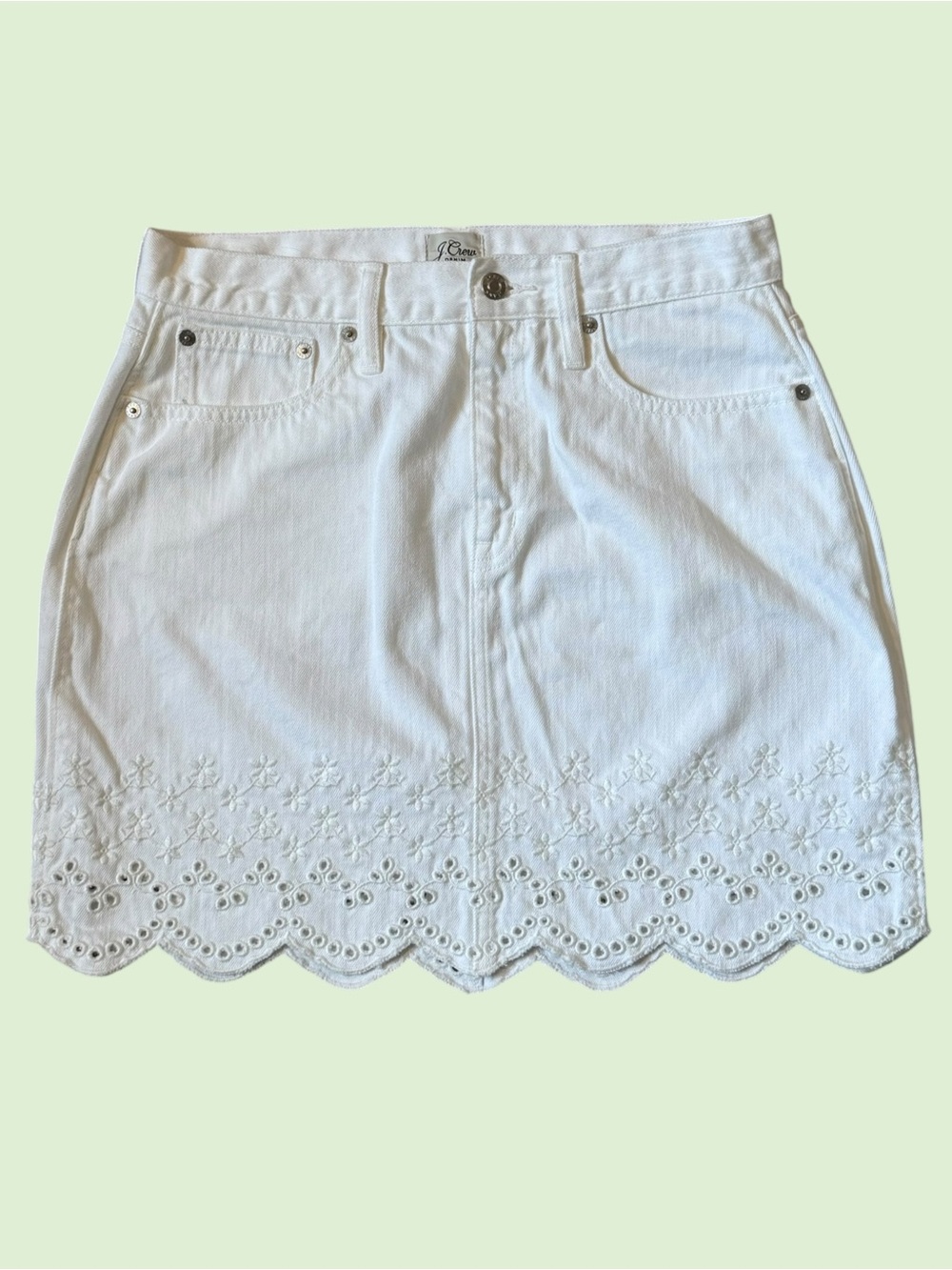 Cottage core J. Crew White Eyelet-Trim Mini Skirt